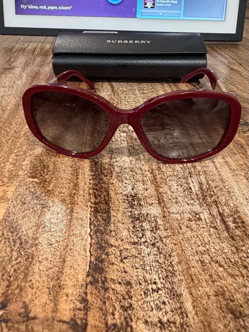 Burberry Burgundy Round Oversized Women's Sunglasses - Picture 5 of 15